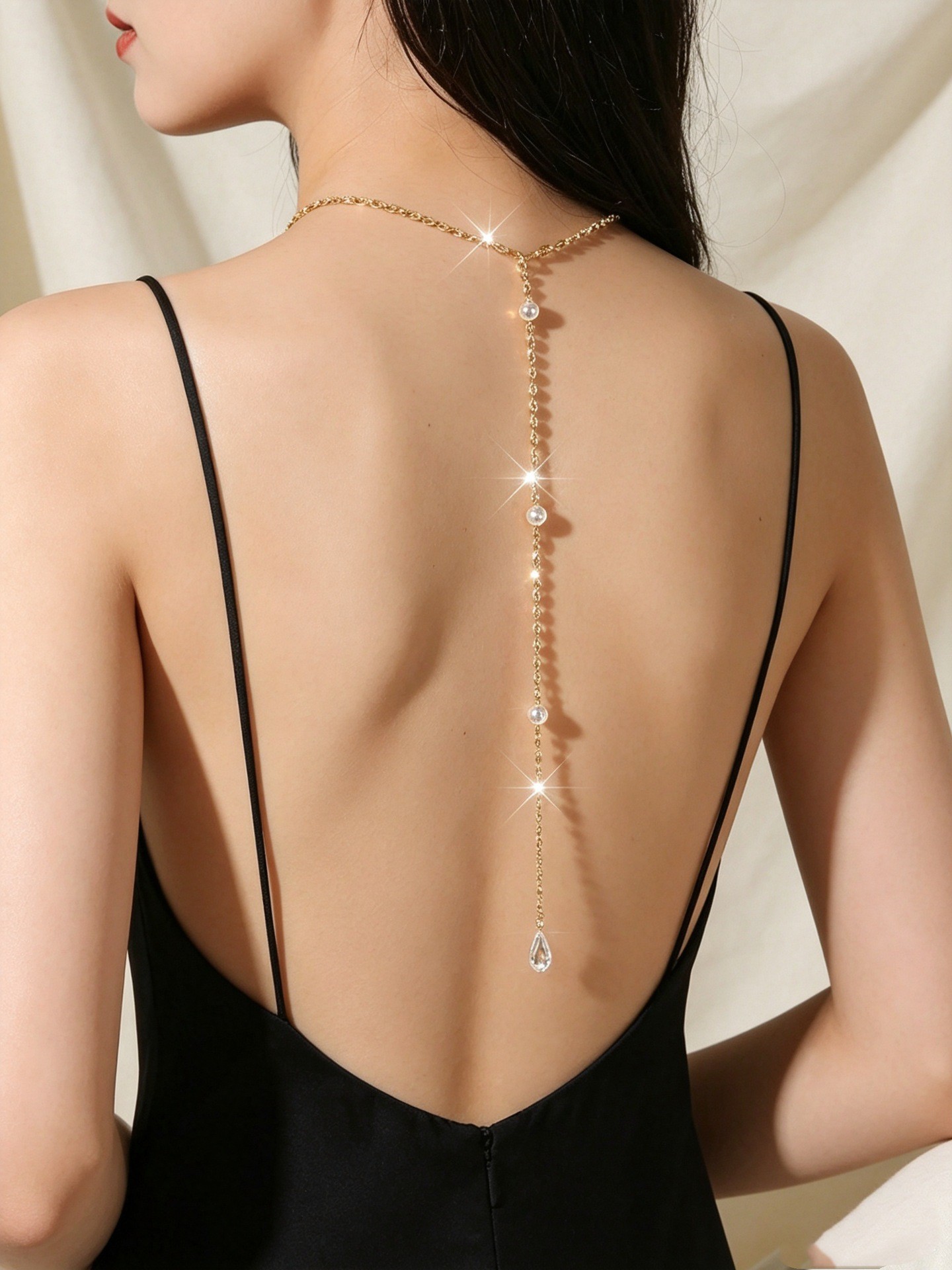 Body Jewelry High End - New product: Rhinestone tassel back chain,