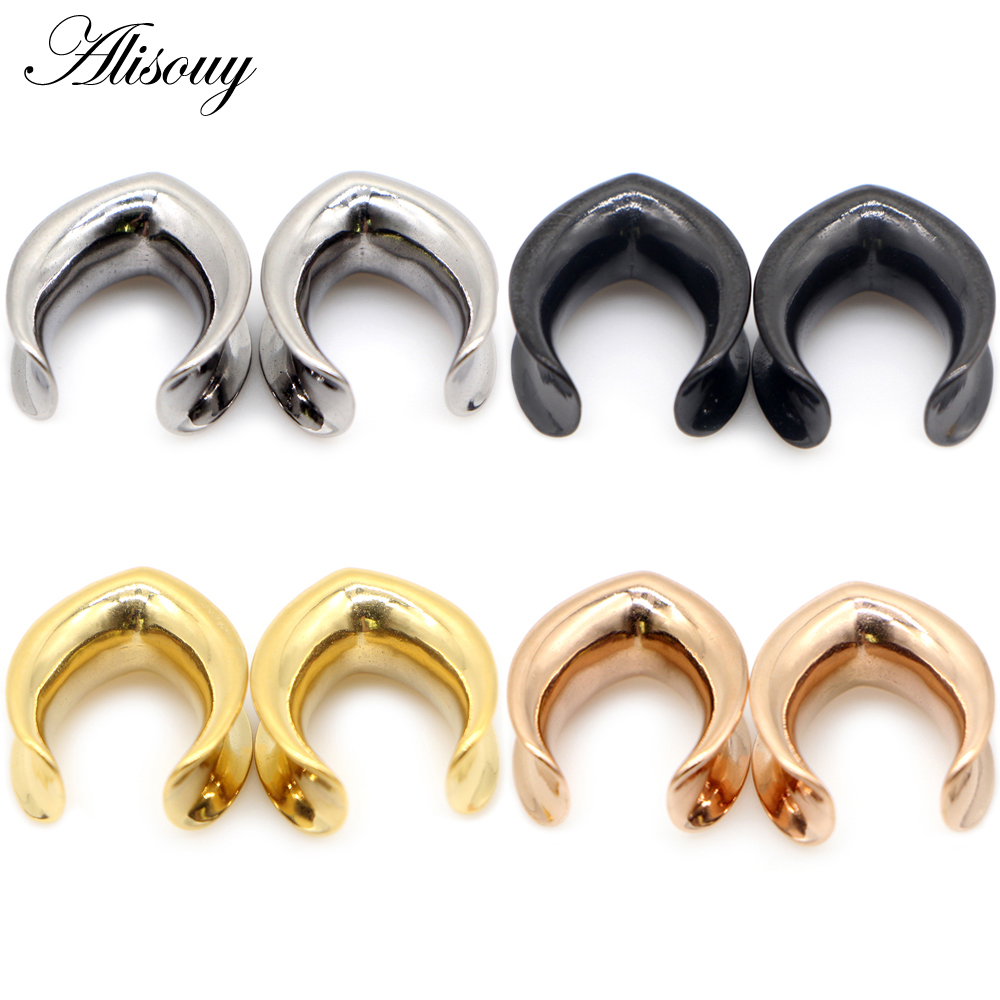 Body Jewelry Ear Plugs - Alisouy 2pcs 6mm-30mm Water Drop Glossy