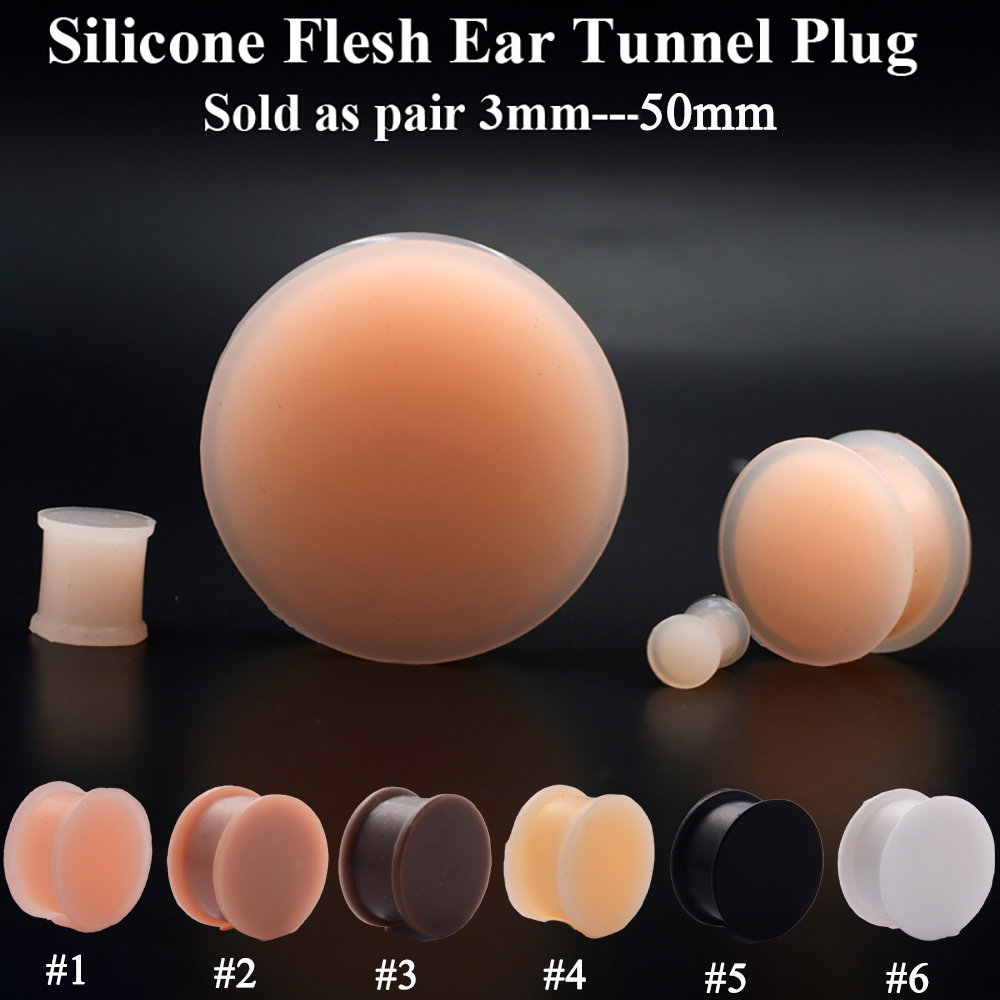Body Jewelry Ear Plugs - 1 Pair Silicone Flexible Thick Ear