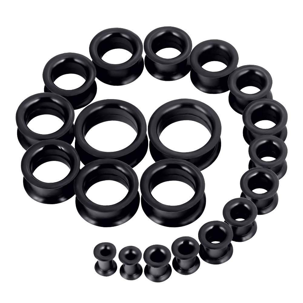 Body Jewelry Ear Plugs - Pair Supersize Flexible Black Color Silicone