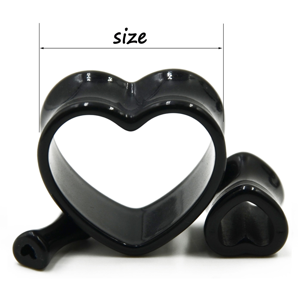 Acrylic Love Black White Heart - Body Jewelry Ear Plugs ulasan dan harga