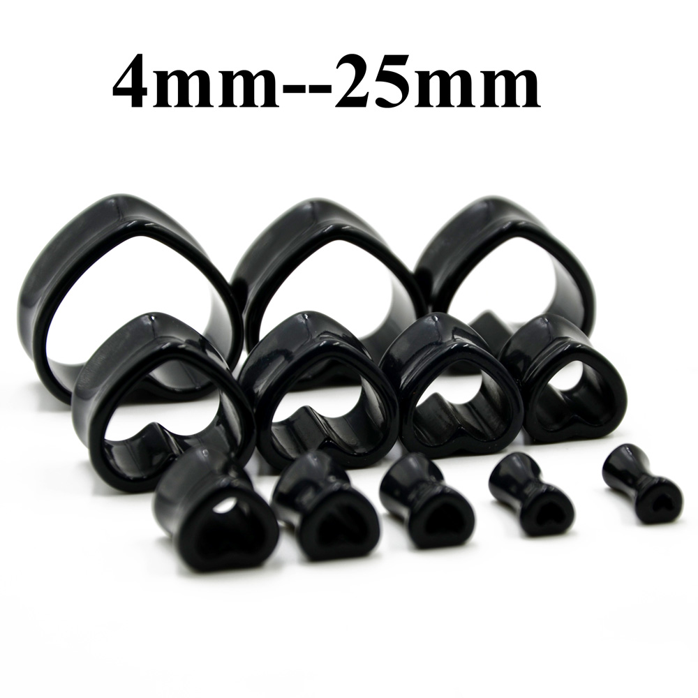 Acrylic Love Black White Heart - Body Jewelry Ear Plugs ulasan dan harga
