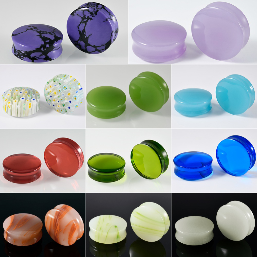 1/2/22PCS Glass&Stone Round Ea - Body Jewelry Ear Plugs ulasan dan harga