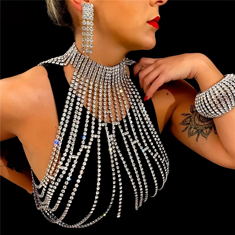 Luxury crystal chest chain, re - Body Jewelry High End ulasan dan harga