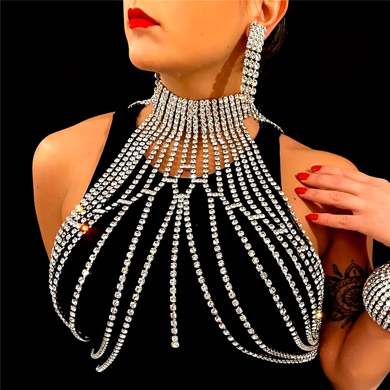 Luxury crystal chest chain, re - Body Jewelry High End ulasan dan harga