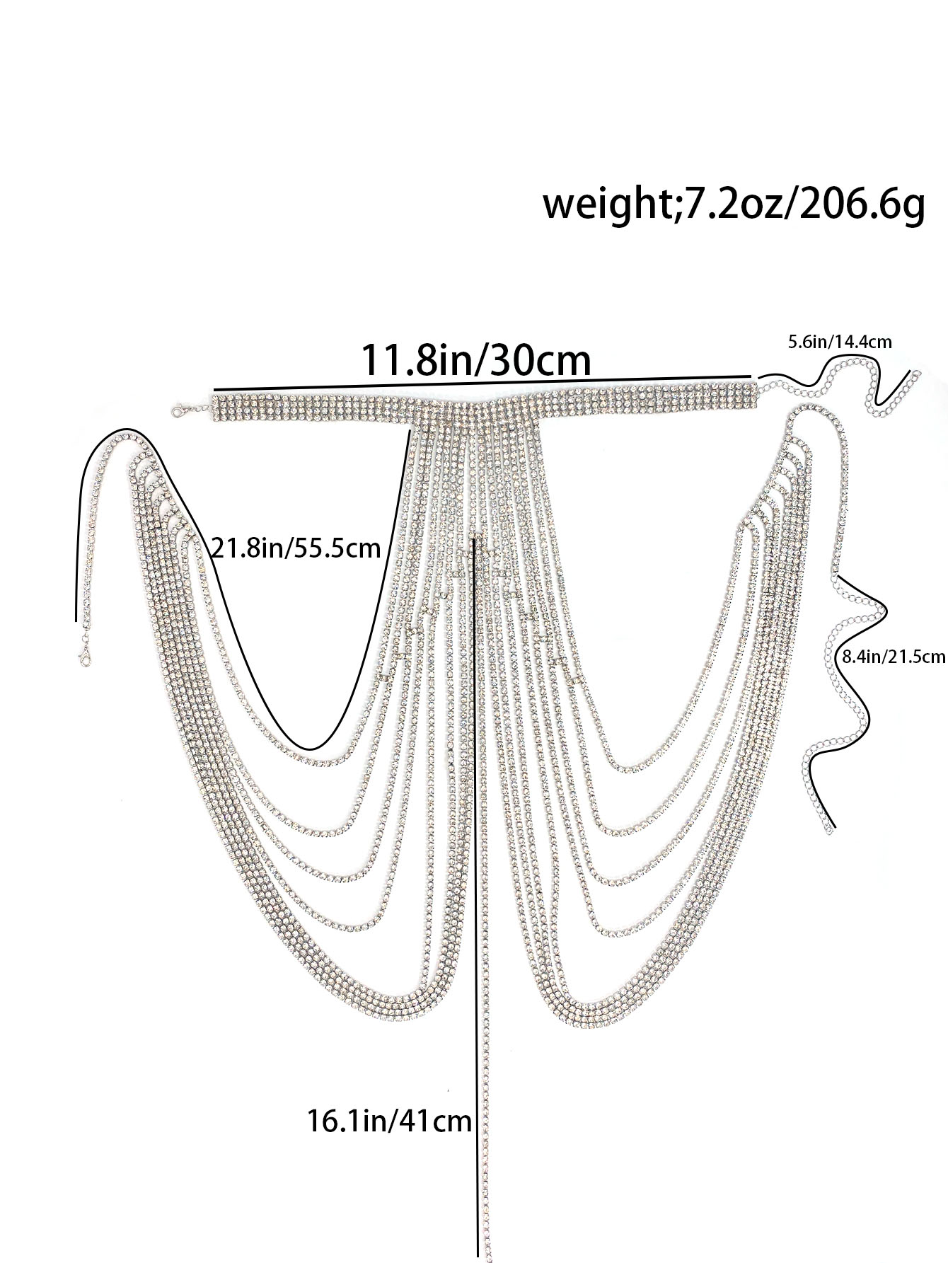 Luxury crystal chest chain, re - Body Jewelry High End ulasan dan harga