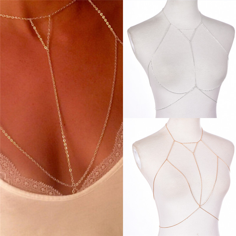 Gold Silver Fashion Link Chain - Body Jewelry Necklace ulasan dan harga