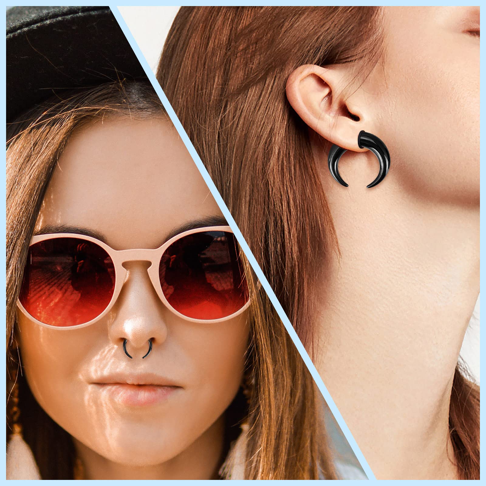 18Pcs Acrylic Septum Pincher T - Body Jewelry Ear Plugs ulasan dan harga