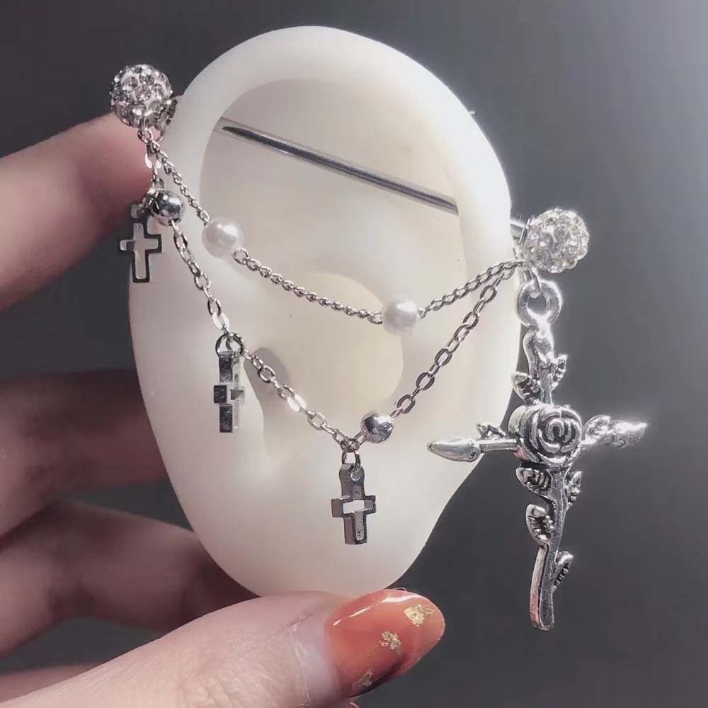 1PC Industrial Scaffold Barbel - Body Jewelry Ear Plugs ulasan dan harga