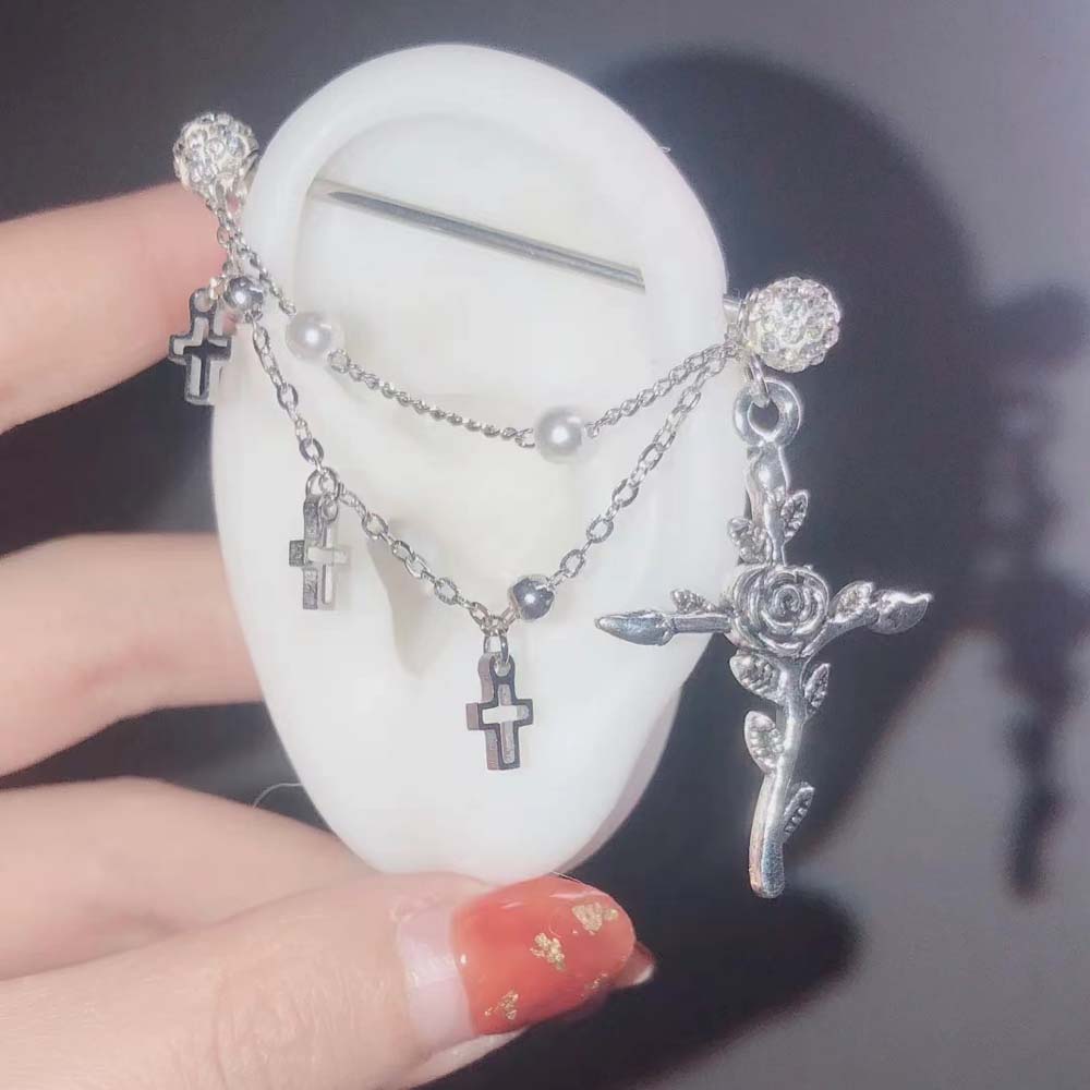 1PC Industrial Scaffold Barbel - Body Jewelry Ear Plugs ulasan dan harga