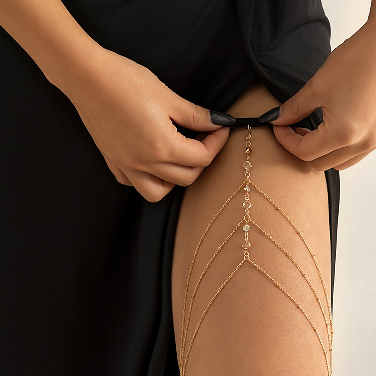 Boho Elastic Band Crystal Leg  - Body Jewelry Goth ulasan dan harga