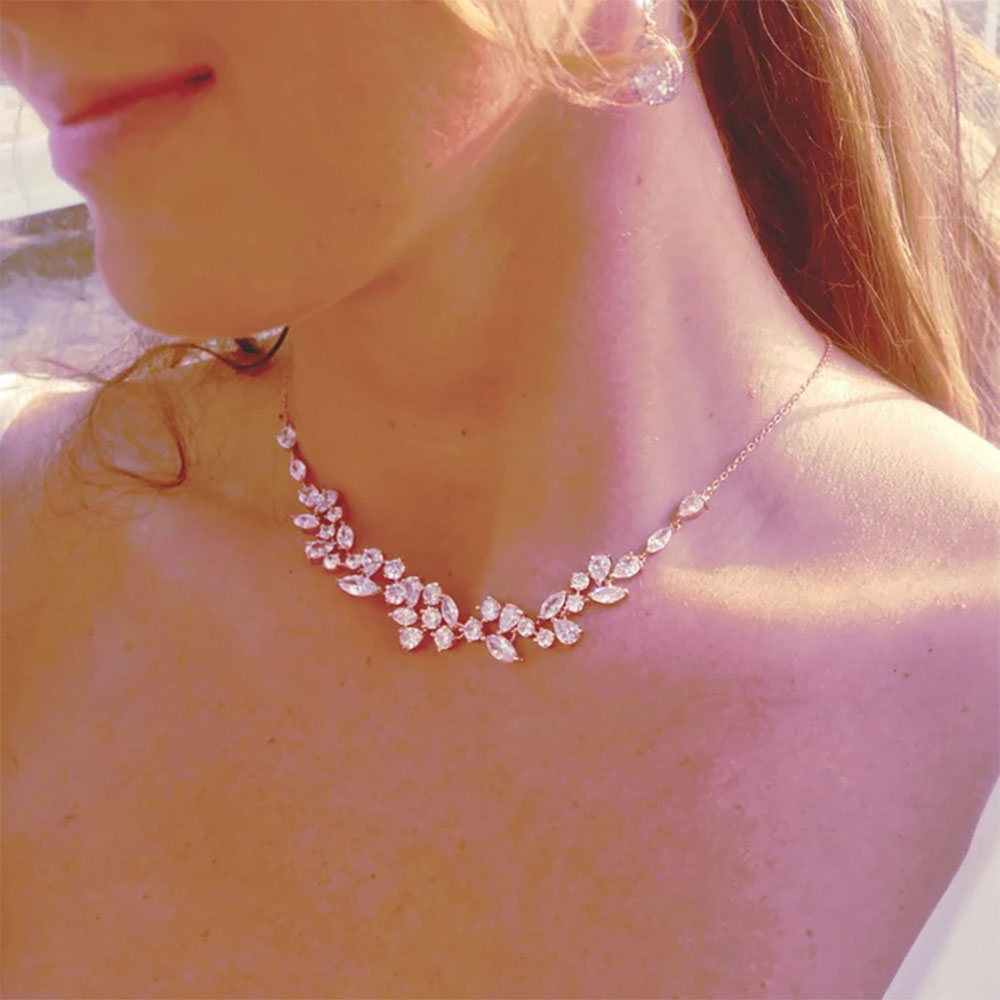 Luxury Leaf Silver Body Chain  - Body Jewelry Necklace ulasan dan harga