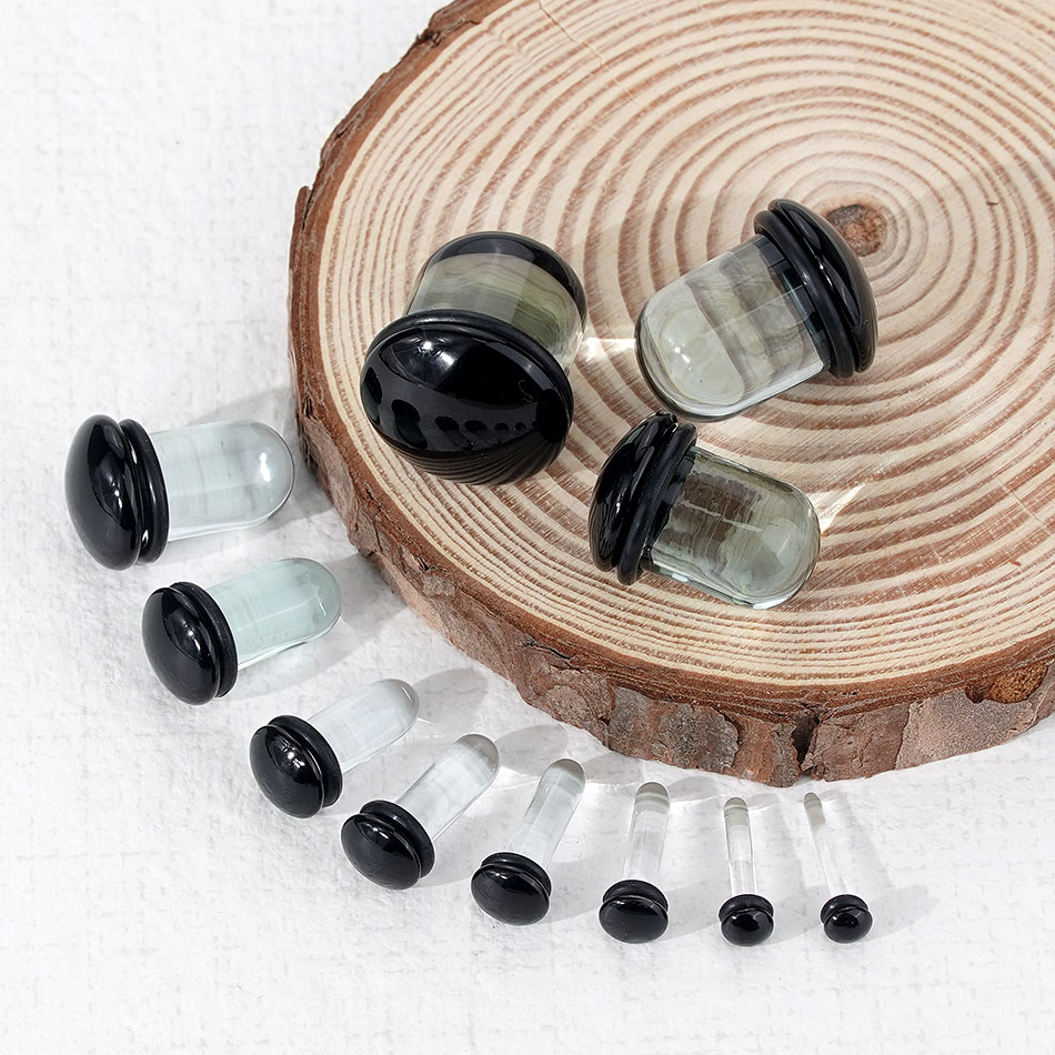 2pcs Glass Ear Gauges Stretchi - Body Jewelry Ear Plugs ulasan dan harga