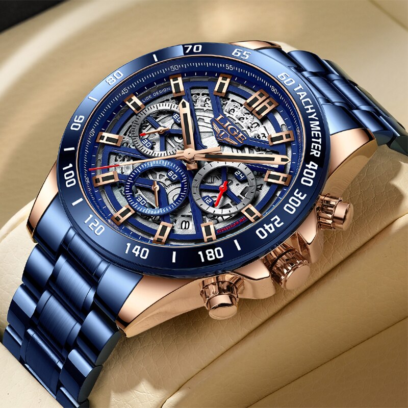 LIGE 2024 New Men Watch Top Br - Threadless Push Pin ulasan dan harga