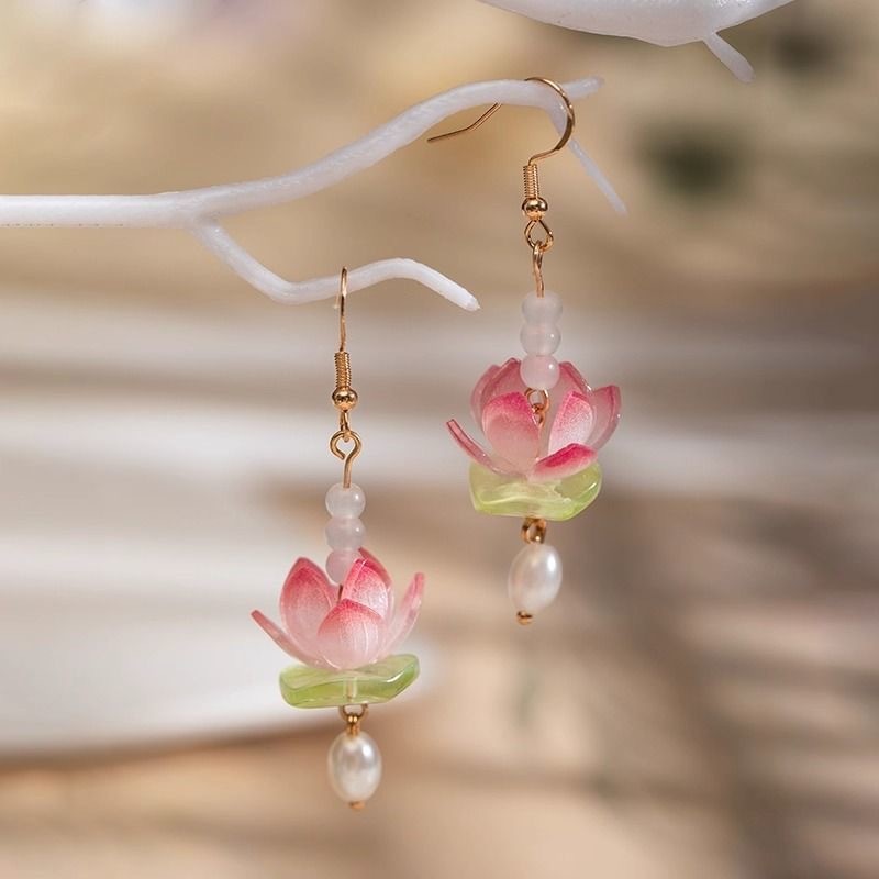 Unique Lotus Flower Drop Earri - Body Jewelry Wholesale ulasan dan harga