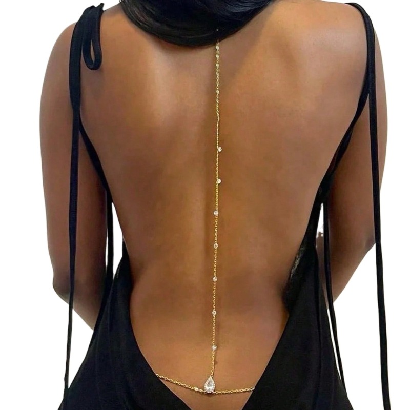 Bride Backless Rhinestone Wate - Body Jewelry Necklace ulasan dan harga