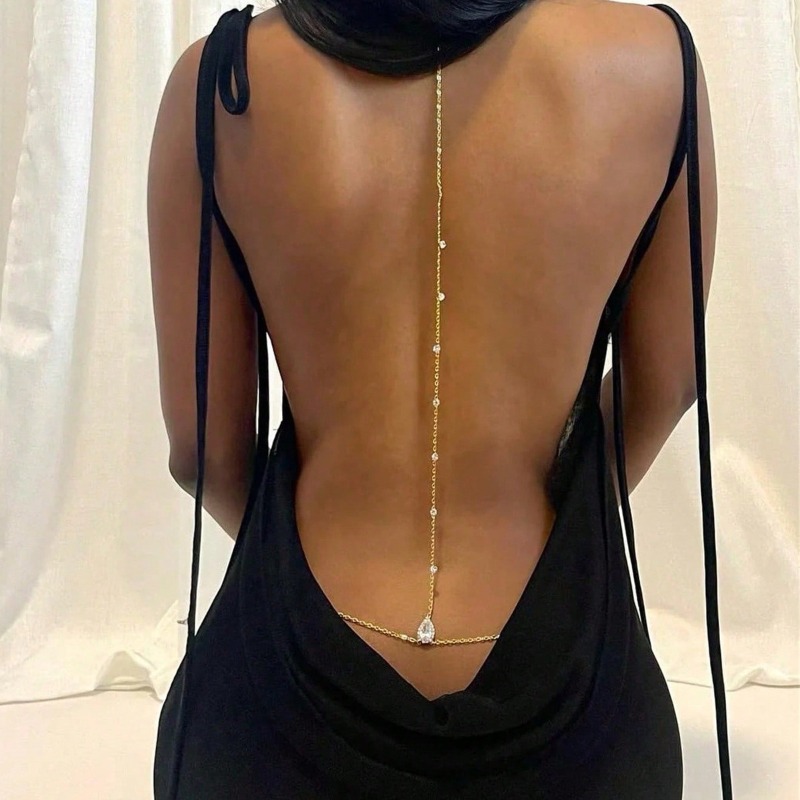 Bride Backless Rhinestone Wate - Body Jewelry Necklace ulasan dan harga
