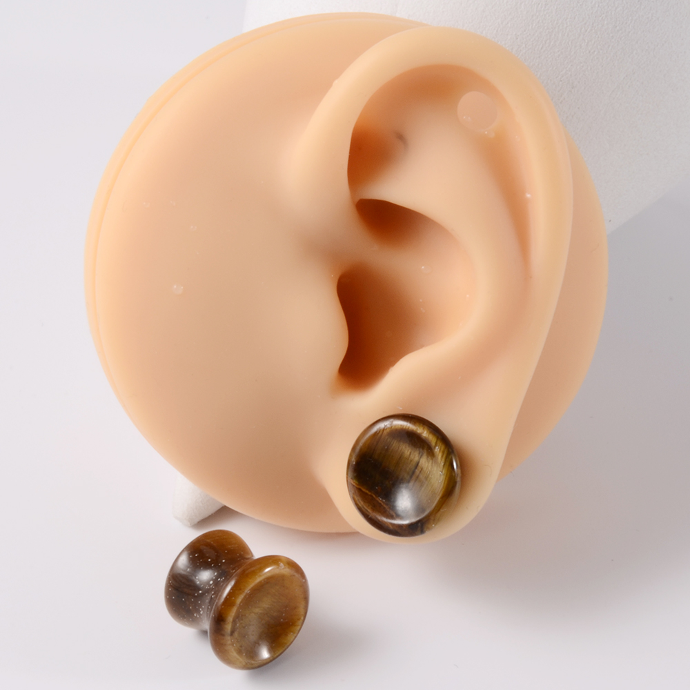Pair Stone Ear Gauges Double F - Body Jewelry Ear Plugs ulasan dan harga